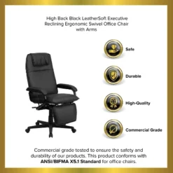 Emma And Oliver High Back Black LeatherSoft Executive Reclining Ergonomic Office Chair With Arms -Emma And Oliver GUEST e1411b70 c5cc 4b83 8877 2d91861bc46e