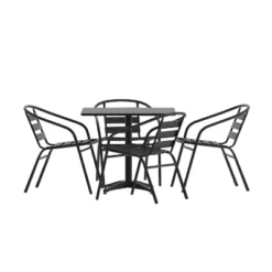 Emma And Oliver 31.5'' Square Aluminum Indoor-Outdoor Table Set With 4 Slat Back Chairs -Emma And Oliver GUEST e1777872 af18 45d7 9e21 60a5b067dc14