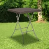 Emma And Oliver 1.95-Foot Square Brown Rattan Plastic Folding Table - Outdoor Event Table