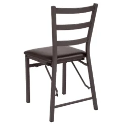 Emma And Oliver 2 Pack Ladder Back Metal Folding Chair With Brown Vinyl Seat -Emma And Oliver GUEST e1dd29fd 3b76 48df 842f 8824e4346217