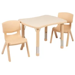 Emma And Oliver 21.875"W X 26.625"L Rectangular Plastic Height Adjustable Activity Table Set With 2 Chairs -Emma And Oliver GUEST e1ffdc84 da79 49a4 a75d c76f0fd4b209