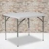 Emma And Oliver 2.79-Foot Square Height Adjustable Granite White Plastic Folding Table