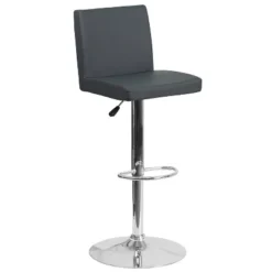 Emma And Oliver Panel Back Adjustable Height Barstool With Chrome Base -Emma And Oliver GUEST e2c0c9ad a062 4a01 af2d b64ae315c563