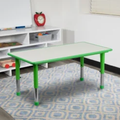Emma And Oliver 23.625"W X 47.25"L Rectangular Plastic Height Adjustable Activity Table