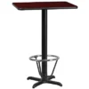 Emma And Oliver 24"x30" Mahogany Laminate Bar Table Top-22"x22" Base/Foot Ring