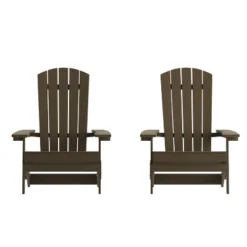 Emma And Oliver Set Of 2 Indoor/Outdoor Poly Resin Folding Adirondack Chairs, All-Weather Chairs For Porch, Patio, Or Sunroom -Emma And Oliver GUEST e3d49ee2 3d1a 489c a12b 81f925a3552f
