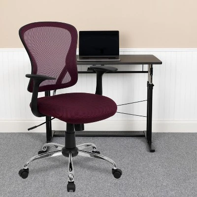 Emma And Oliver Mid-Back Mesh Swivel Task Office Chair With Chrome Base And Arms 1 Emma And Oliver Mid-Back Mesh Swivel Task Office Chair With Chrome Base And Arms