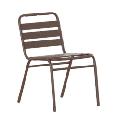 Emma And Oliver Aluminum Commercial Indoor-Outdoor Armless Restaurant Stack Chair With Triple Slat Back -Emma And Oliver GUEST e457e190 9dd4 402a 85af 24816a5a8aa4