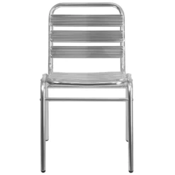 Emma And Oliver 4 Pack Commercial Aluminum Indoor-Outdoor Restaurant Stack Chair - Triple Slat Back -Emma And Oliver GUEST e4cec286 fbdb 44db ab9b 61da94c564bc