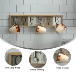 Emma And Oliver Distressed Rustic Coffee Sign With 6 Sturdy Metal Hooks To Accommodate Most Mug Sizes -Emma And Oliver GUEST e4e594a4 4173 4234 a025 77856cd539ed
