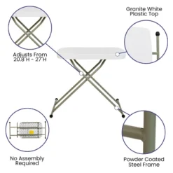 Emma And Oliver Height Adjustable Plastic Folding TV Tray/Laptop Table In Granite White -Emma And Oliver GUEST e512bce5 2e54 470e 934a ea735baa16b6