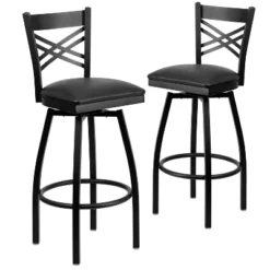 Emma And Oliver 2 Pack "X" Back Swivel Metal Barstool -Emma And Oliver GUEST e573c6a7 c4bf 4425 a3e7 0c512b41c7f0
