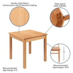 Emma And Oliver Kids Natural Solid Wood Table And Chair Set For Classroom, Playroom, Kitchen -Emma And Oliver GUEST e5a73c9b d6bc 4c93 914c a3c34aa32636