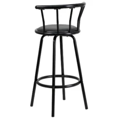 Emma And Oliver Crown Back Black Metal Barstool With Black Vinyl Swivel Seat -Emma And Oliver GUEST e5b6ecb1 17a7 4638 895d 17ba908a0ea2