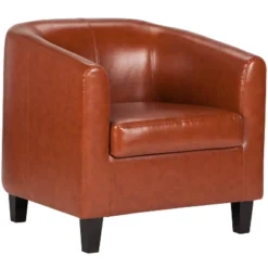 Emma And Oliver Leather Lounge Chair With Sloping Arms -Emma And Oliver GUEST e5c79413 b64b 4b00 927b f6ff85a7e868