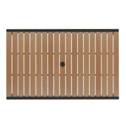 Emma And Oliver 30" X 48" All-Weather Faux Teak Patio Dining Table With Steel Frame - Seats 4 -Emma And Oliver GUEST e6692c5f 38b9 4ea1 9c14 9e019da012cf