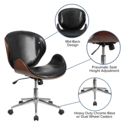 Emma And Oliver Mid-Back Wood Conference Office Chair With Leather Seat -Emma And Oliver GUEST e6f87b11 3777 4c6e 85fa 3df32f97e1e8