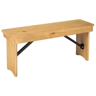 Emma And Oliver 40" X 12" Antique Rustic Solid Pine Folding Farm Bench - Portable Bench 15 Emma And Oliver 40" X 12" Antique Rustic Solid Pine Folding Farm Bench - Portable Bench - Image 15