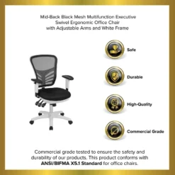 Emma And Oliver Mid-Back Mesh Triple Paddle Swivel Ergonomic Office Chair With Adjustable Arms -Emma And Oliver GUEST e726de11 4b8e 4eb5 b87d 1b544c80f9f5