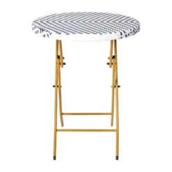 Emma And Oliver Three Piece Folding French Bistro Set In PE Rattan With Metal Frames For Indoor And Outdoor Use -Emma And Oliver GUEST e74c3f5b 4df0 4cdf 9e06 c7ef6a877aba