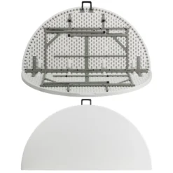 Emma And Oliver 5-Foot Round Bi-Fold Granite White Plastic Folding Table With Carrying Handle 7 Emma And Oliver 5-Foot Round Bi-Fold Granite White Plastic Folding Table With Carrying Handle -Emma And Oliver GUEST e7f7fe5a d306 4622 8f13 c29f55654bf8