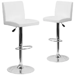 Emma And Oliver 2 Pack Contemporary Vinyl Adjustable Height Barstool With Panel Back And Chrome Base -Emma And Oliver GUEST e82b8bcb 445b 4f31 9c8a fc643a3d1122