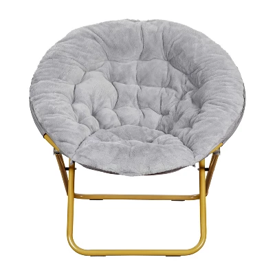 Emma And Oliver Oversize Folding Saucer Chair With Cozy Faux Fur Cushion And Metal Frame For Dorms, Bedrooms, Apartments And More 8 Emma And Oliver Oversize Folding Saucer Chair With Cozy Faux Fur Cushion And Metal Frame For Dorms, Bedrooms, Apartments And More - Image 8