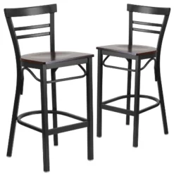 Emma And Oliver 2 Pack Two-Slat Ladder Back Metal Restaurant Barstool -Emma And Oliver GUEST e91bc3e8 18e8 4e2a 9a8d 9c9237dc6440