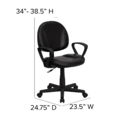 Emma And Oliver Mid-Back Black LeatherSoft Swivel Ergonomic Office Chair - Back Adjustment -Emma And Oliver GUEST e928f023 fea2 4e01 9aff c929a114b4ea