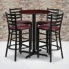 Emma And Oliver 30" Round Laminate Table Set With X-Base And 4 Ladder Back Stools