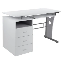 Emma And Oliver Desk With Three Drawer Single Pedestal And Pull-Out Keyboard Tray -Emma And Oliver GUEST ea099a35 e9bb 4fcd 9442 19e7ab056f1a