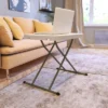 Emma And Oliver Height Adjustable Plastic Folding TV Tray/Laptop Table In Granite White