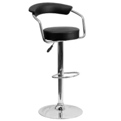Emma And Oliver Contemporary Vinyl Adjustable Height Barstool With Arms -Emma And Oliver GUEST eb7d236a cde6 4ae5 b189 b562ee378ffb