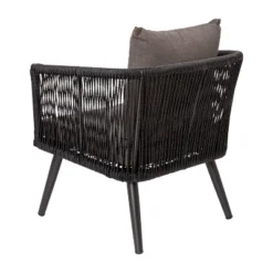 Emma And Oliver Black & Gray Woven All-Weather Four-Piece Conversation Set With Cushions & Metal Coffee Table For Porch, Backyard And Patio -Emma And Oliver GUEST ebb7dcc1 1c69 41bd bf8b 194a053ea80a