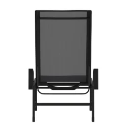 Emma And Oliver Set Of 2 Textilene Adjustable 5 Position Patio Chaise Lounge With Armrests And Metal Frame -Emma And Oliver GUEST ebbb53b6 18c3 44f6 a779 0b52e4419537