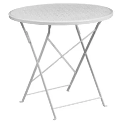 Emma And Oliver Commercial Grade 30" Round Colorful Metal Garden Patio Folding Patio Table -Emma And Oliver GUEST ebd20a83 34e8 4948 bcc9 2f7d98742dd4