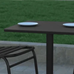 Emma And Oliver 23.5'' Square Aluminum Indoor-Outdoor Table With Base -Emma And Oliver GUEST ec0015e0 f3f2 4a74 bc13 8f2a4810b425