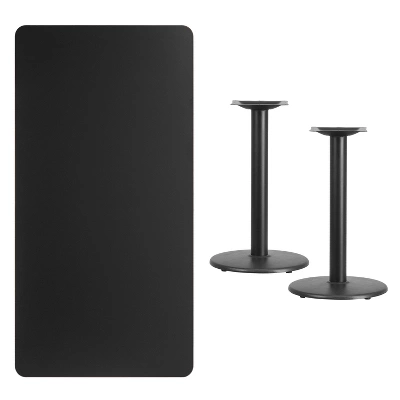 Emma And Oliver 30"x60" Rectangular Laminate Table With 18" Round Table Bases 4 Emma And Oliver 30"x60" Rectangular Laminate Table With 18" Round Table Bases - Image 4