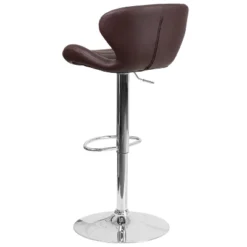 Emma And Oliver Curved Back Swivel Adjustable Height Barstool With Chrome Base -Emma And Oliver GUEST ec3c6481 c31a 466b 9d59 6a84bfdb2e8d