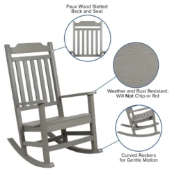 Emma And Oliver Set Of 2 All-Weather Poly Resin Faux Wood Rocking Chairs For Porch &Patio -Emma And Oliver GUEST ec69f40d c22b 499a 9769 0a05dbea838a
