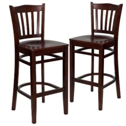 Emma And Oliver 2 Pack Vertical Slat Back Wooden Restaurant Barstool -Emma And Oliver GUEST ed0c8e64 7ad7 4ffa 9e0c 9bf0c5ead96f
