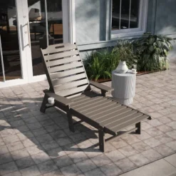 Emma And Oliver Poly Resin Adjustable Adirondack Lounger With Swivel Cup Holder For Indoor/Outdoor Use -Emma And Oliver GUEST ed0cdb7a 7cf9 4800 b481 3f1c15ce8423