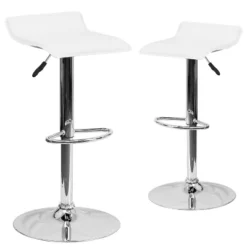 Emma And Oliver 2 Pack Contemporary Vinyl Adjustable Height Barstool With Solid Wave Seat And Chrome Base -Emma And Oliver GUEST ed35b197 1f3e 4986 919b 137699ded7c9