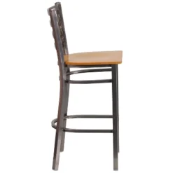 Emma And Oliver Clear Coated Ladder Back Metal Restaurant Dining Barstool -Emma And Oliver GUEST ed5b592a e74a 4b23 8560 6bb4f7252c54