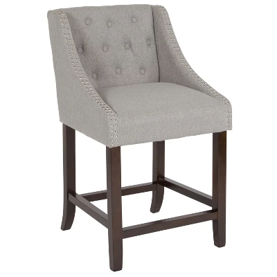 Emma And Oliver 24"H Transitional Tufted Walnut Counter Stool 12 Emma And Oliver 24"H Transitional Tufted Walnut Counter Stool - Image 12