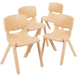 Emma And Oliver 4 Pack Plastic Stackable K-2 School Chair With 13.25"H Seat -Emma And Oliver GUEST ee76ddd8 4aaf 4f3e ae1b 0c87934a34e0