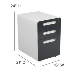 Emma And Oliver Ergonomic 3-Drawer Mobile Locking Filing Cabinet Storage Organizer -Emma And Oliver GUEST ee99c5cd 3d36 492e 86b9 a769365f0765
