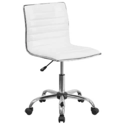 Emma And Oliver Low Back Designer Armless Ribbed Swivel Task Office Chair -Emma And Oliver GUEST ef27e240 afc6 4ff8 9de8 1a3f3578ed1b