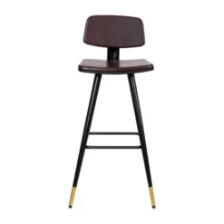 Emma And Oliver Set Of 2 Commercial Grade LeatherSoft Barstools With Gold Tipped Iron Legs -Emma And Oliver GUEST ef53c106 ee87 4a92 bfd2 73665915fda8