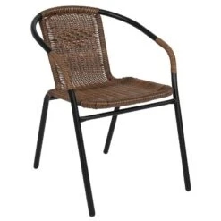 Emma And Oliver 2 Pack Rattan Indoor-Outdoor Restaurant Stack Chair With Curved Back -Emma And Oliver GUEST efd86b2d a1be 4875 9313 41882bc618cb